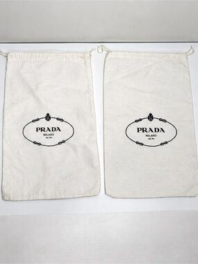 Prada Authentic Milano Dust Bags Set of 2 Drawstring 13.5 x 8.5